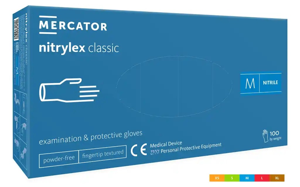 Blaue Nitrylex Nitrilhandschuhe von Mercator Medical in der Box